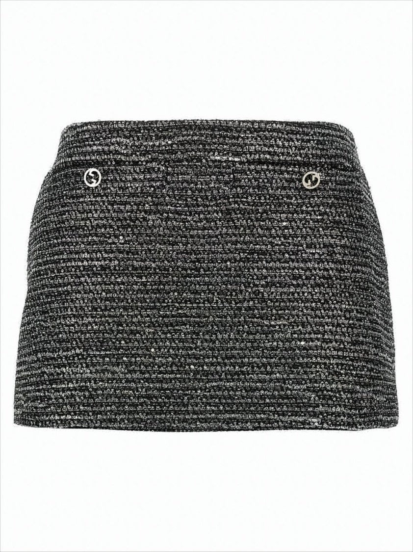 Textured Black Mini Skirt