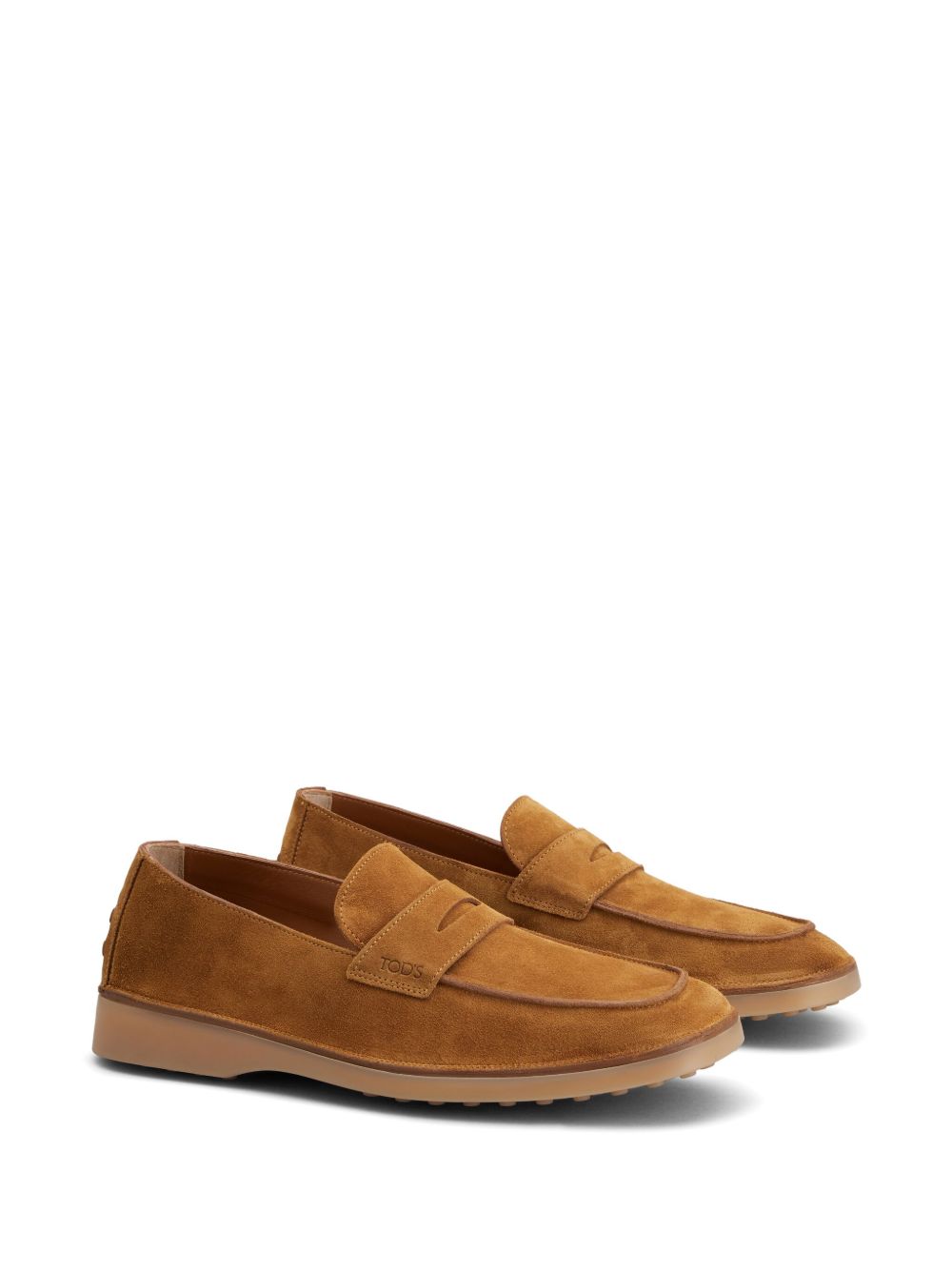 Slip-On Loafers with Gommino Sole in Caramel Brown Suede