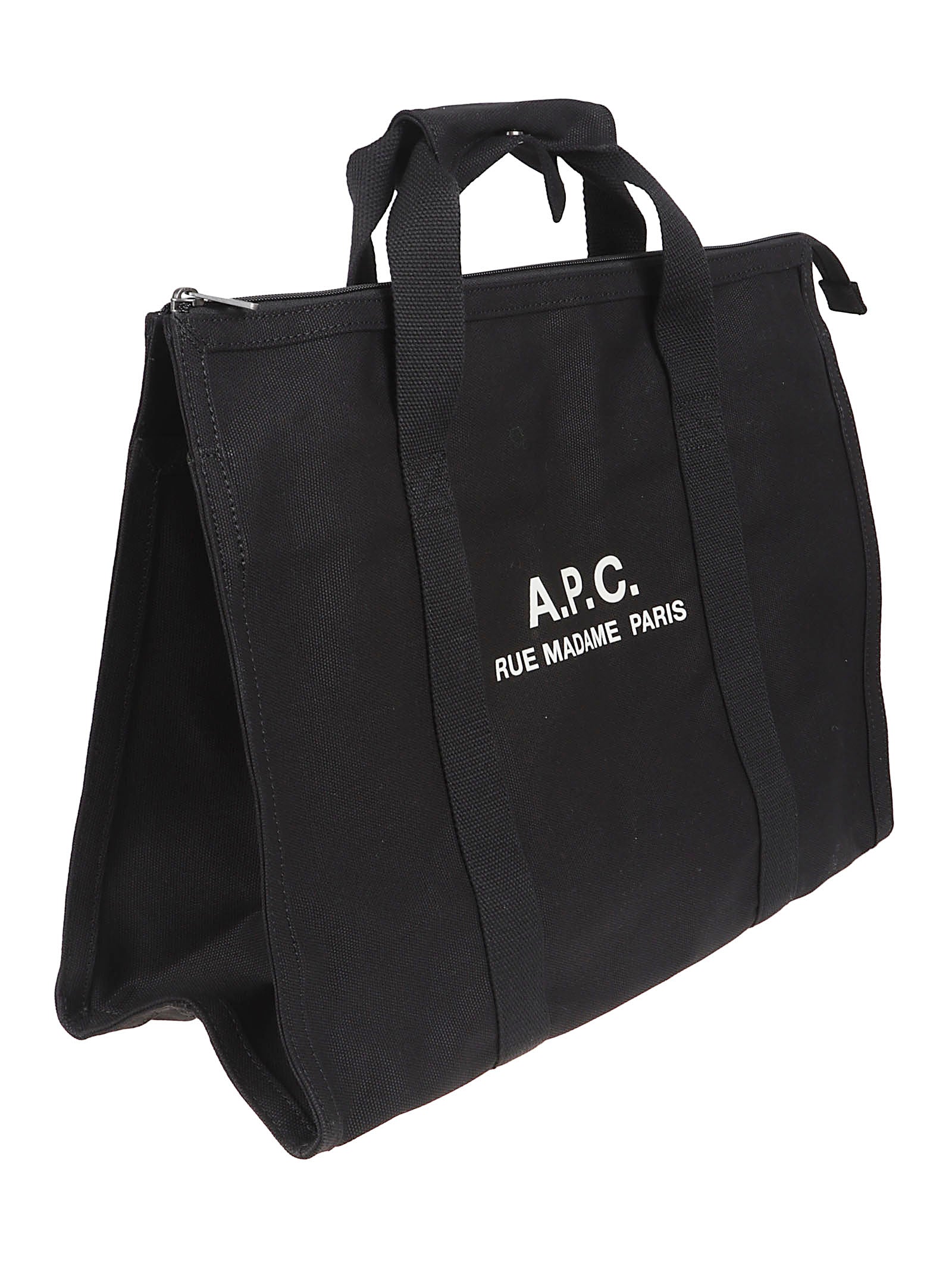 Large Black Cotton Tote Bag with Detachable Strap