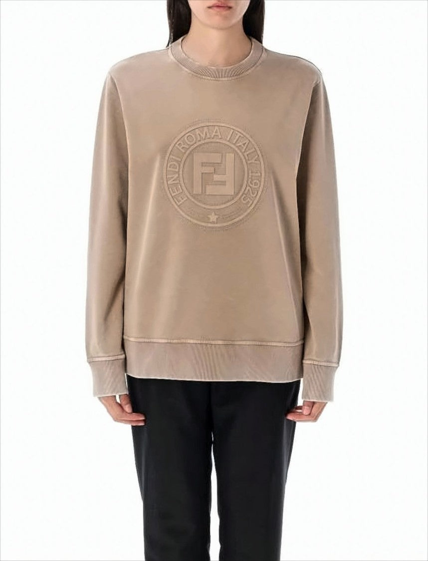 Ribbed Long-Sleeve Cotton Top With Embossed Logo