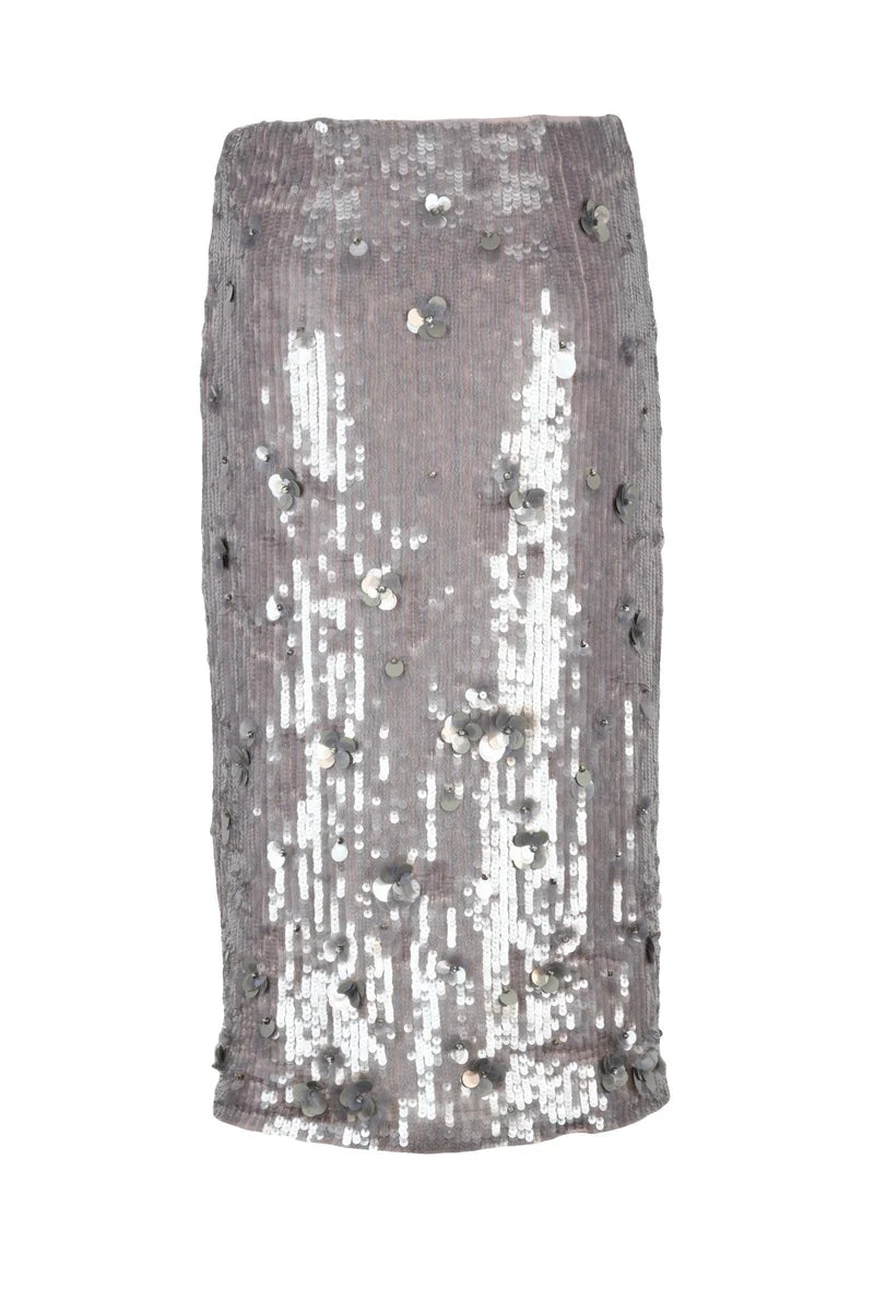 Purple Sequin Midi Skirt - Purple