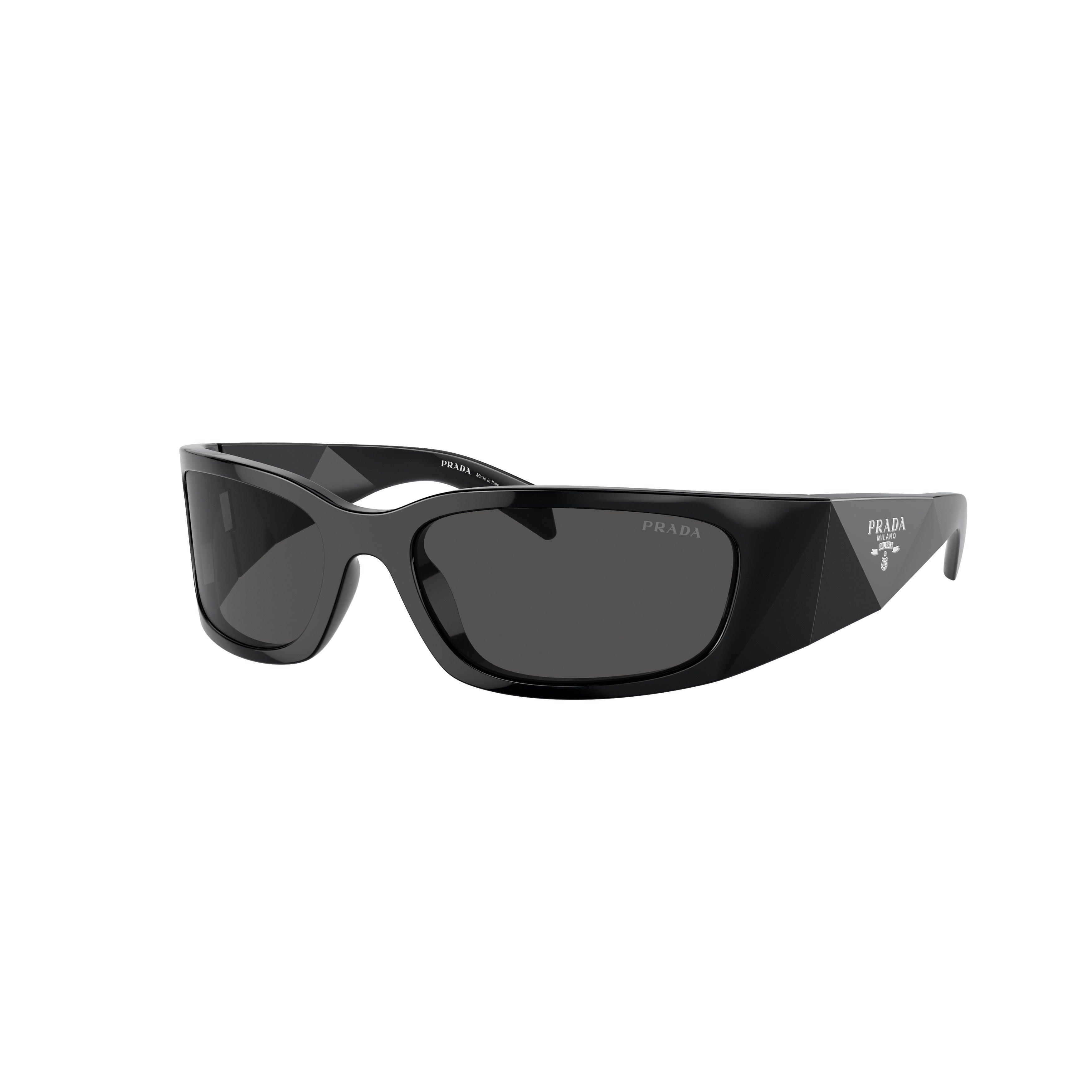 Black 0pr A19s Rectangular Faceted Sunglasses