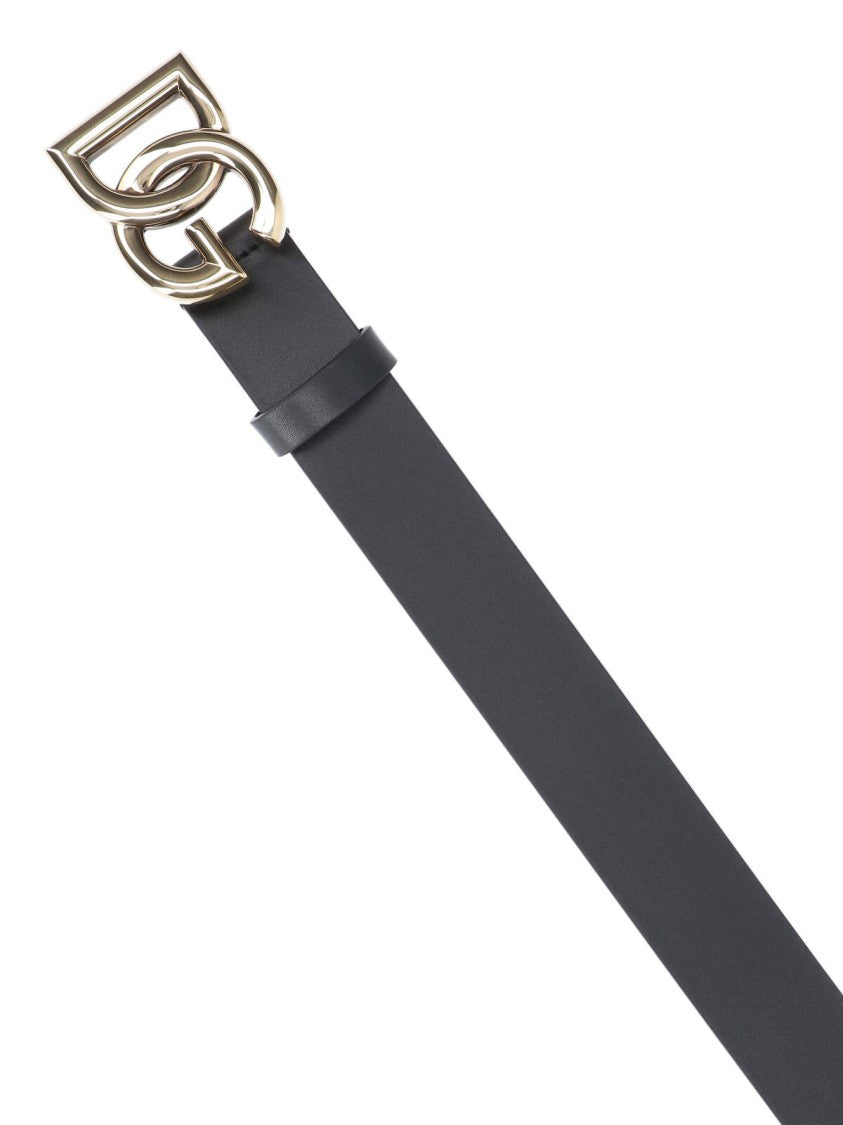 Black Belt With Gold-Tone Logo Buckle