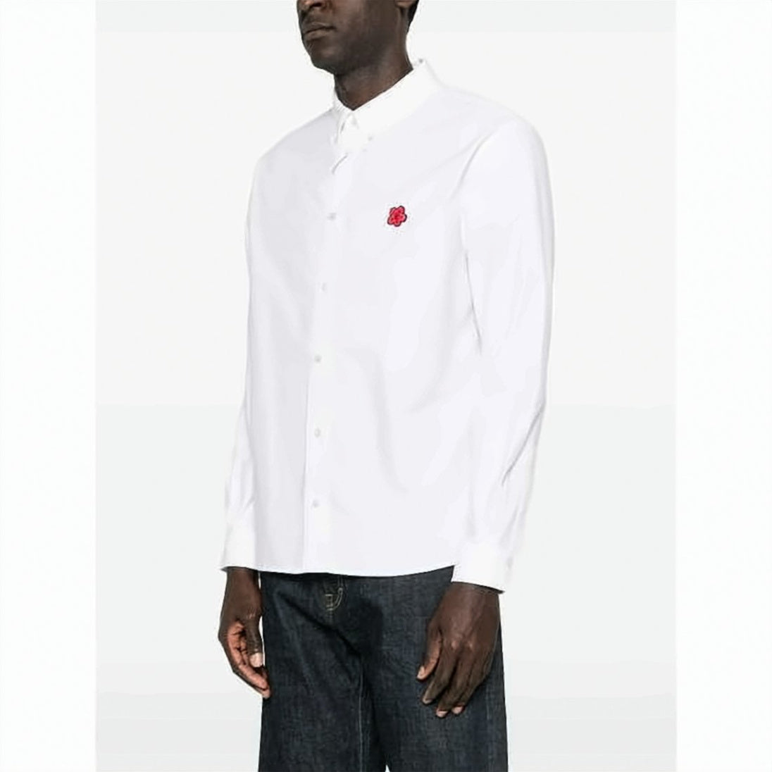 Long-Sleeve Cotton Shirt with Embroidered Emblem
