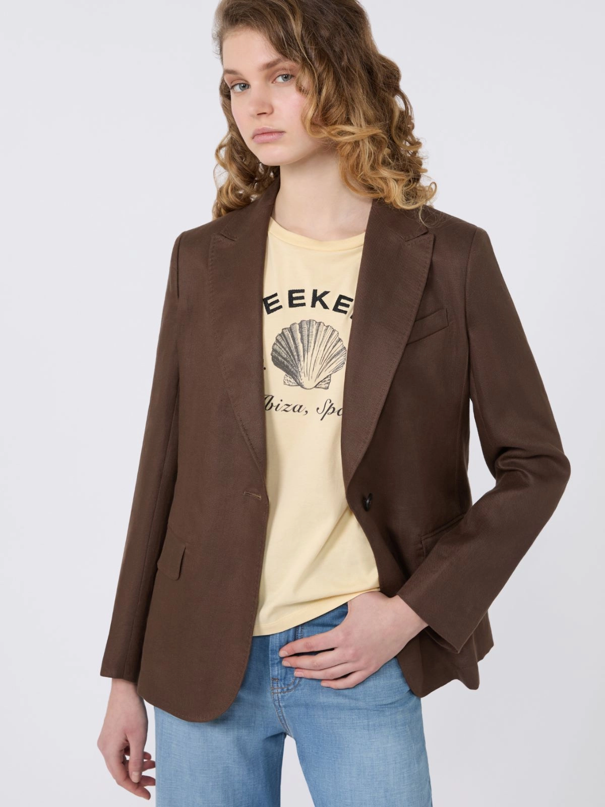 Tailored Blazer with Notch Lapel and Single-Button Closure