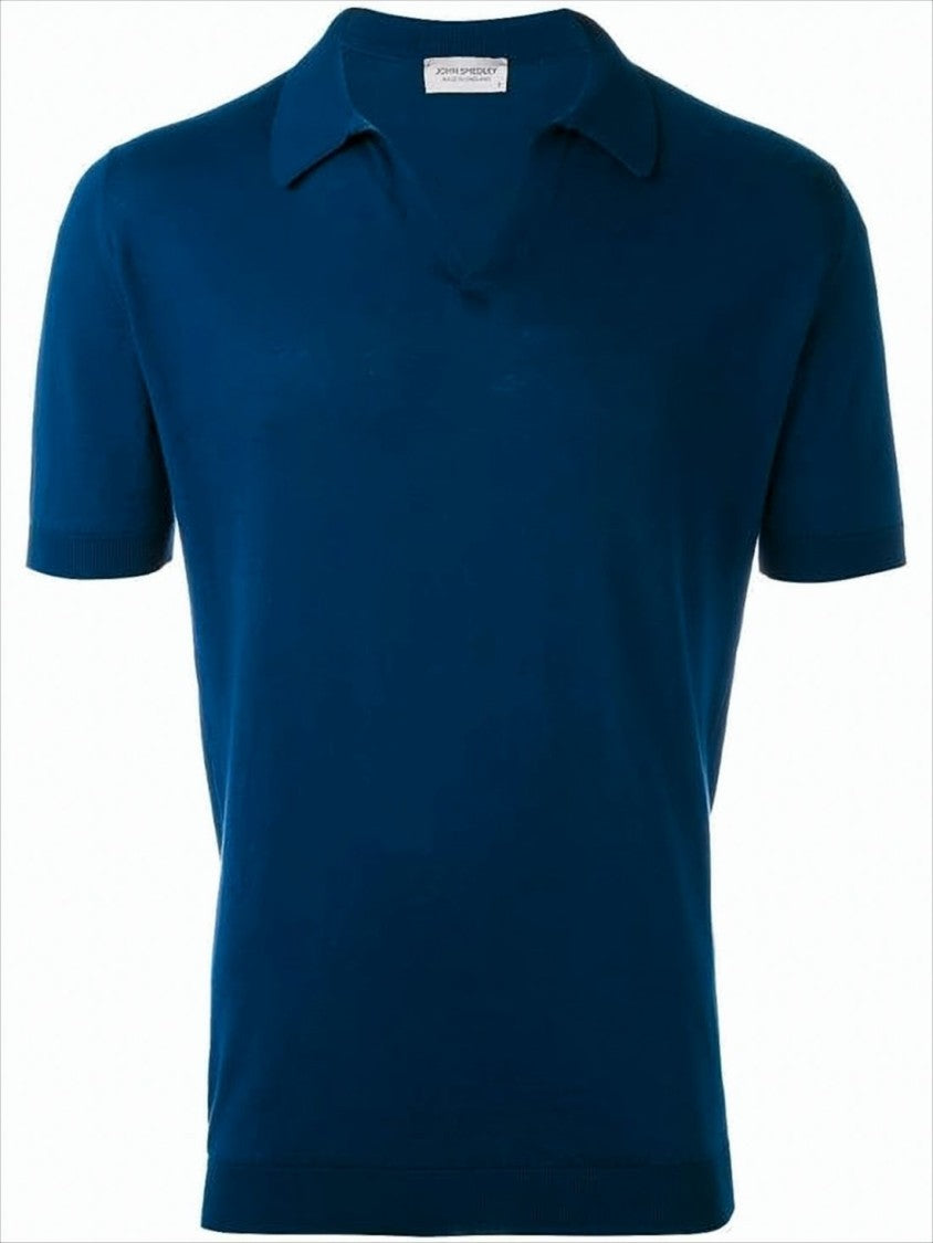 Deep V-Neck Polo Shirt With Ribbed Hem And Cuffs