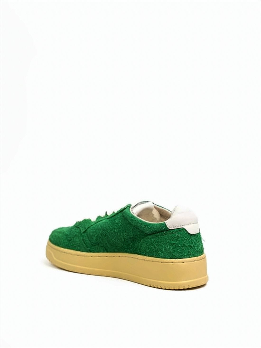 Textured Green Low-Top Sneakers with Beige Sole
