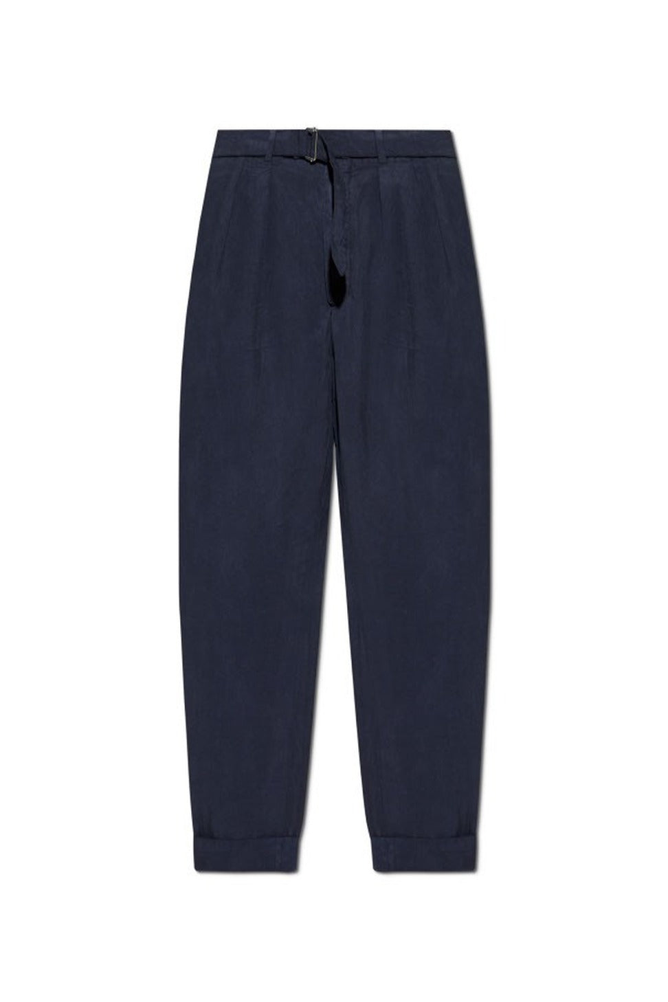 Tapered Blue Pants With Pleated Front