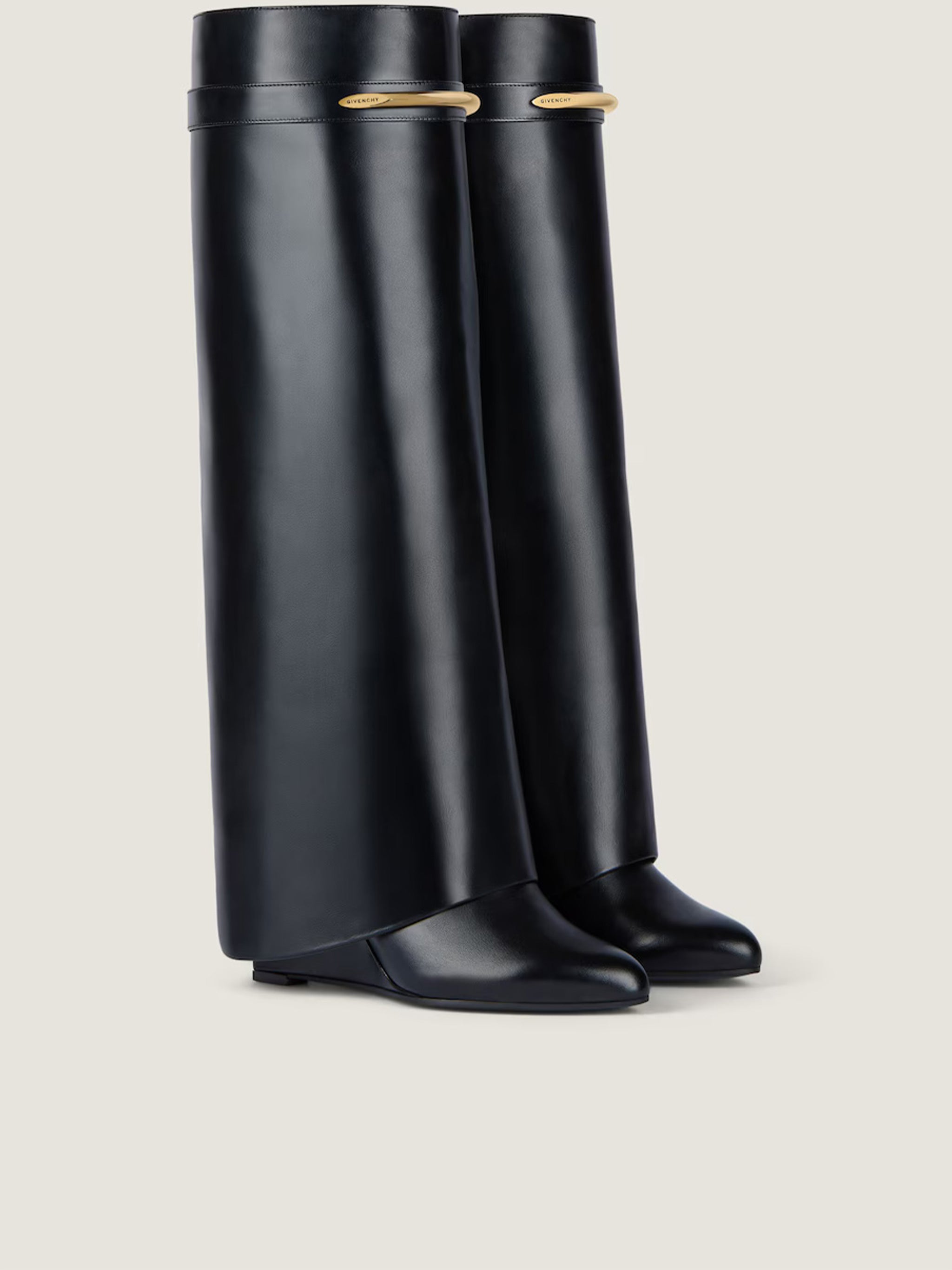 Heel High Pointed Toe Calf Leather Boots