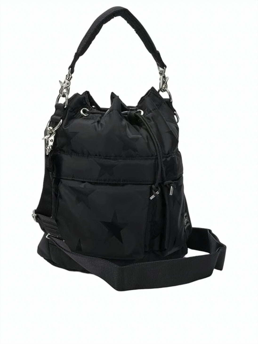 Two-Way Nylon Tote Bag With Drawstring Closure And Padded Handle