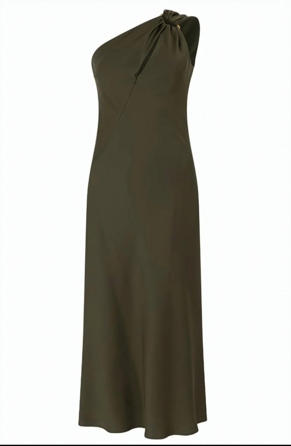 Olive One Shoulder Midi Dress
