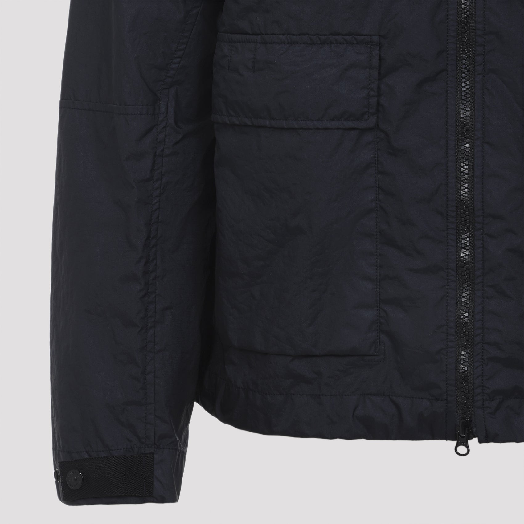 Contemporary Black Polyamide Coat With Hood