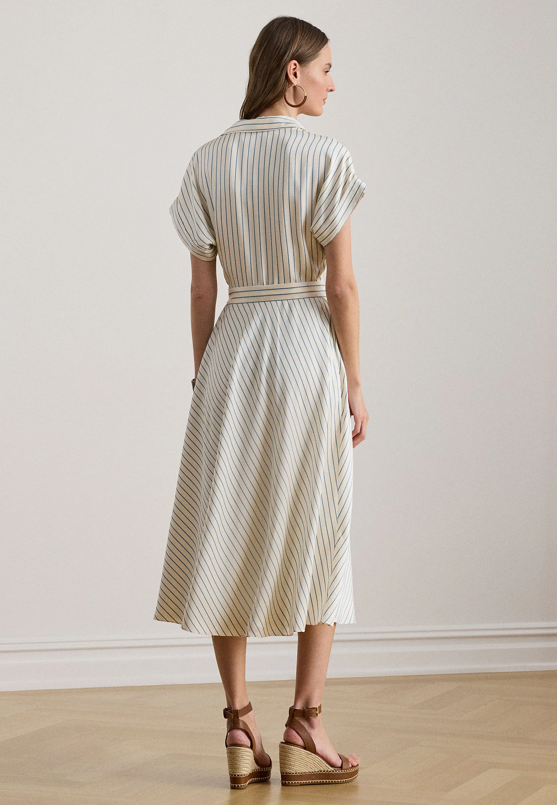 Natural Woven Luxe Twill Midi Dress