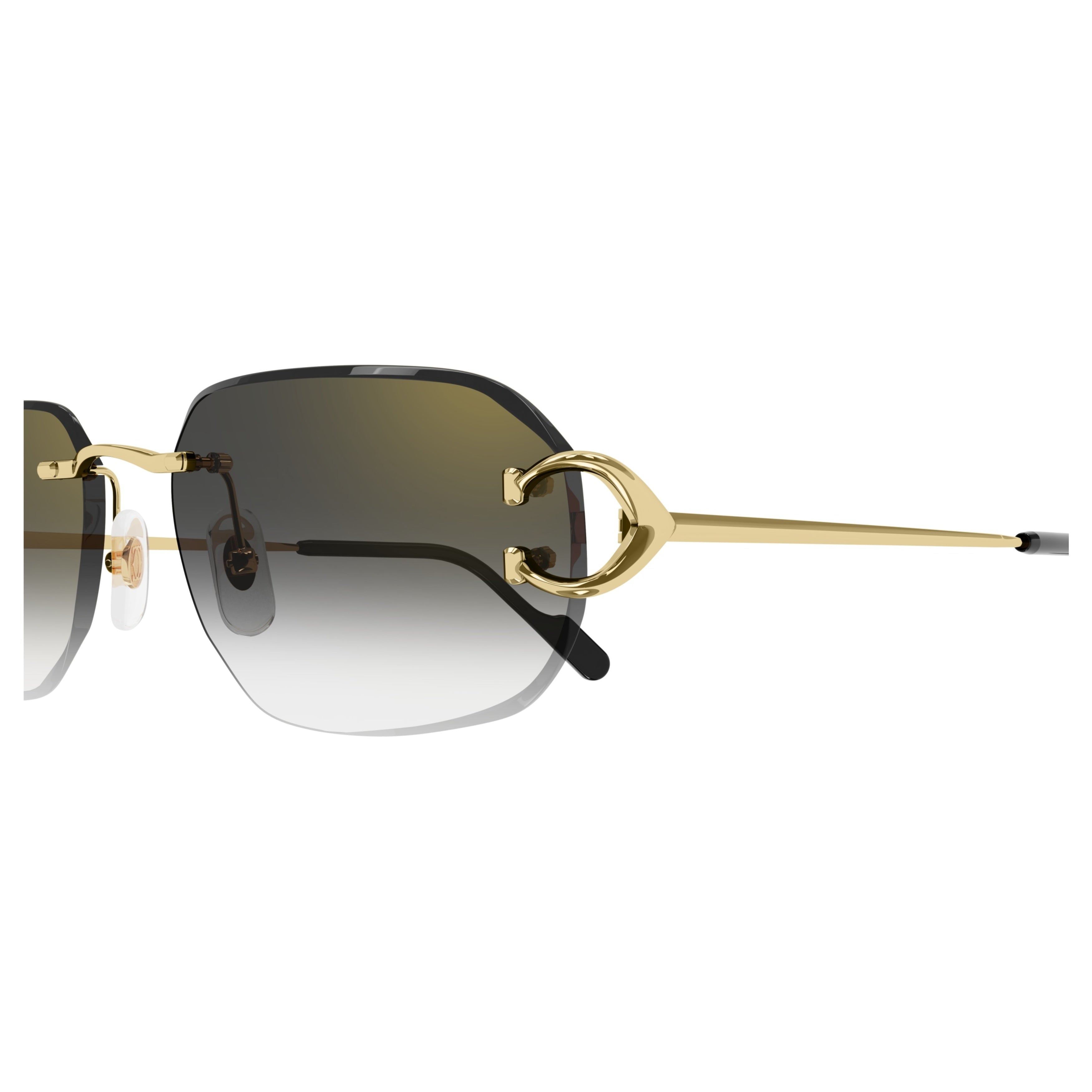 Rimless Gold Sunglasses With Rectangular Gradient Lenses