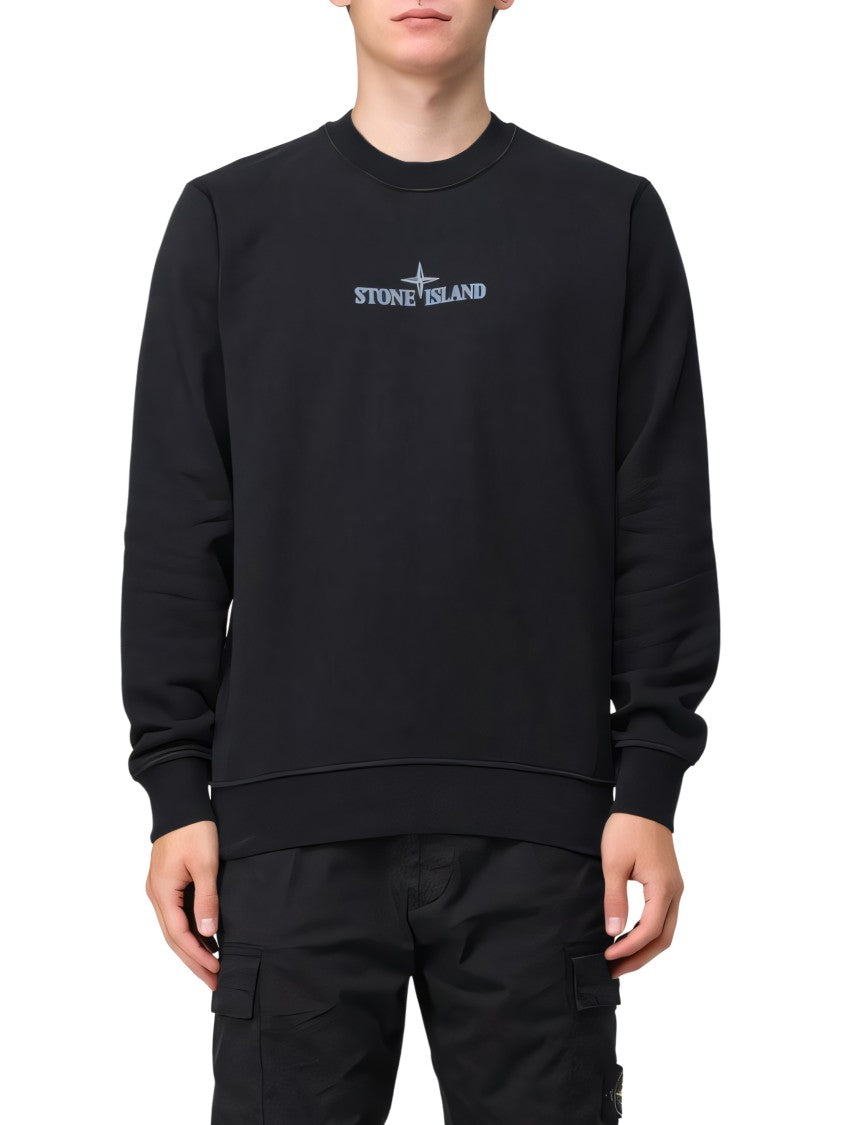 Black Cotton Crew Neck Sweatshirt