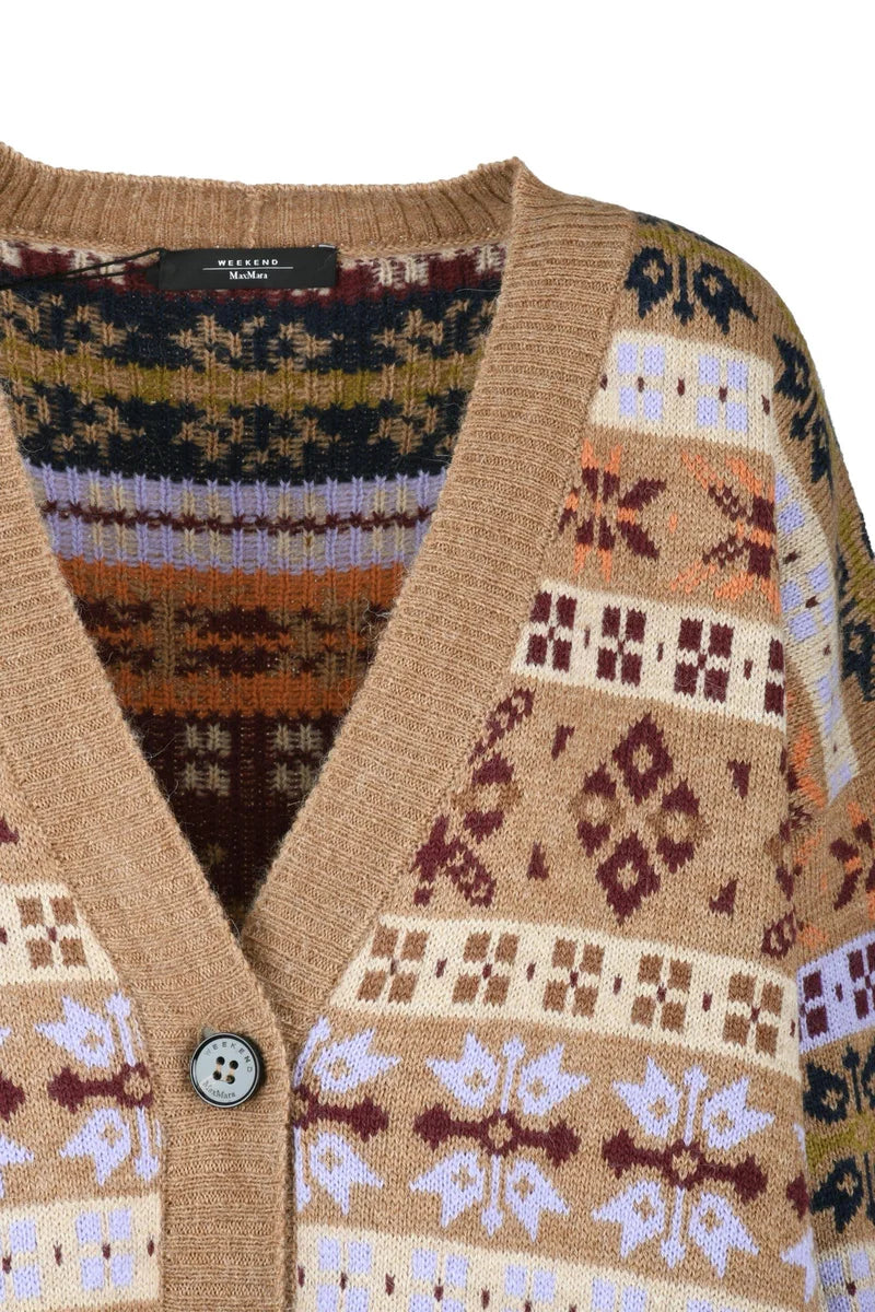 Alpaca/Wool Cardigan - Brown/Bordeaux