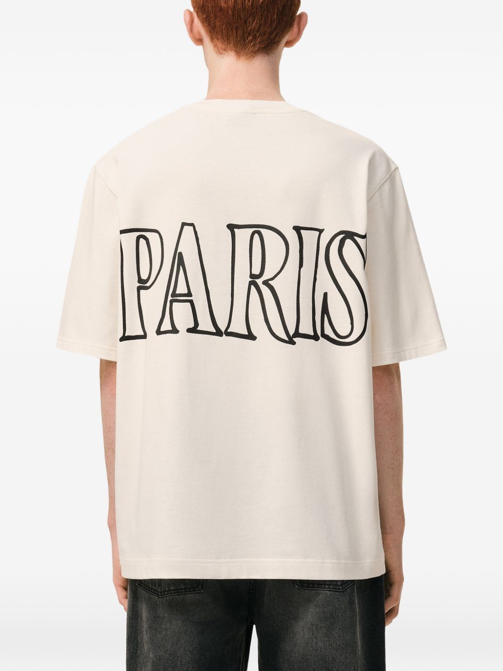 Relaxed Fit Cream Graphic T-Shirt With Bold Text