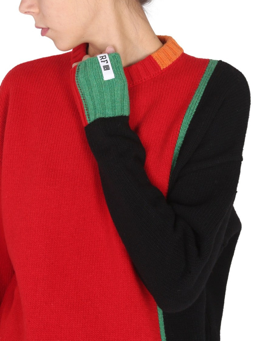 Color-Block Multicolor Mesh Knit Sweater
