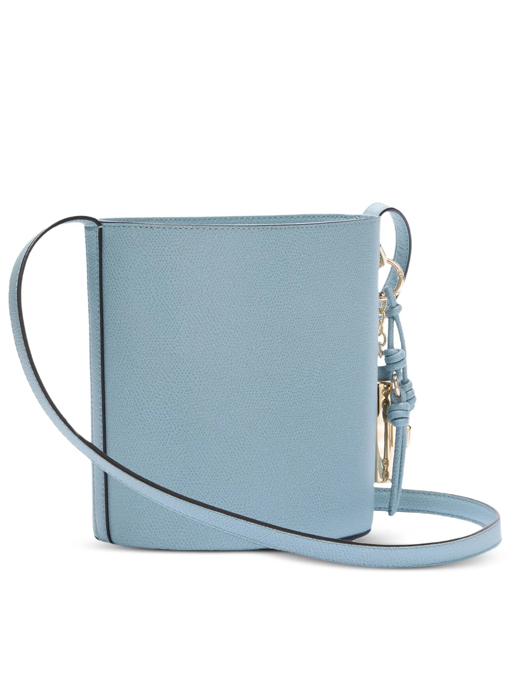 Roxie Bucket Structured Soft Blue Leather Bag