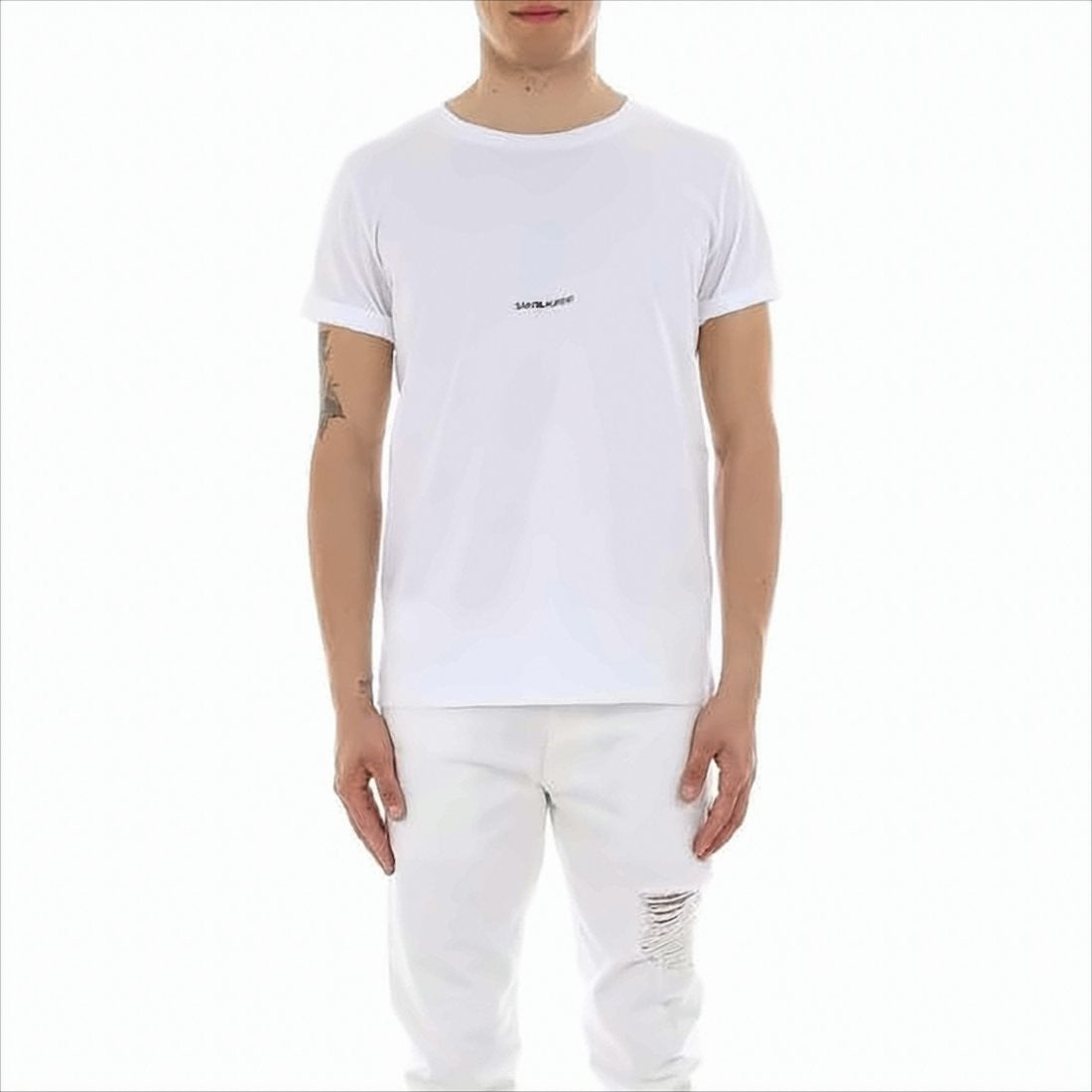 Minimalist White Round Neck T-Shirt with Signature Logo