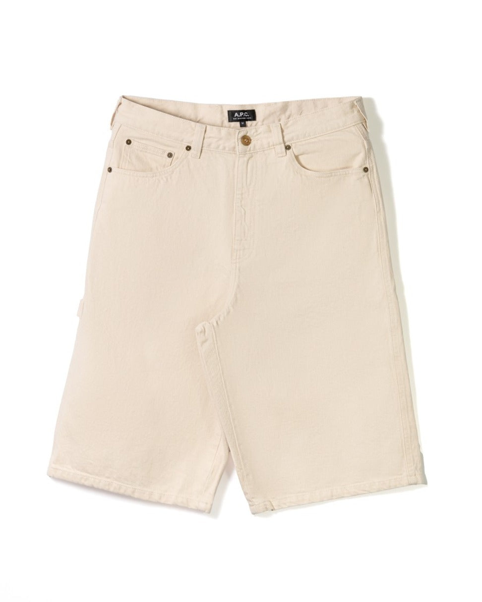 Beige Five-Pocket Shorts With Hammer Loop