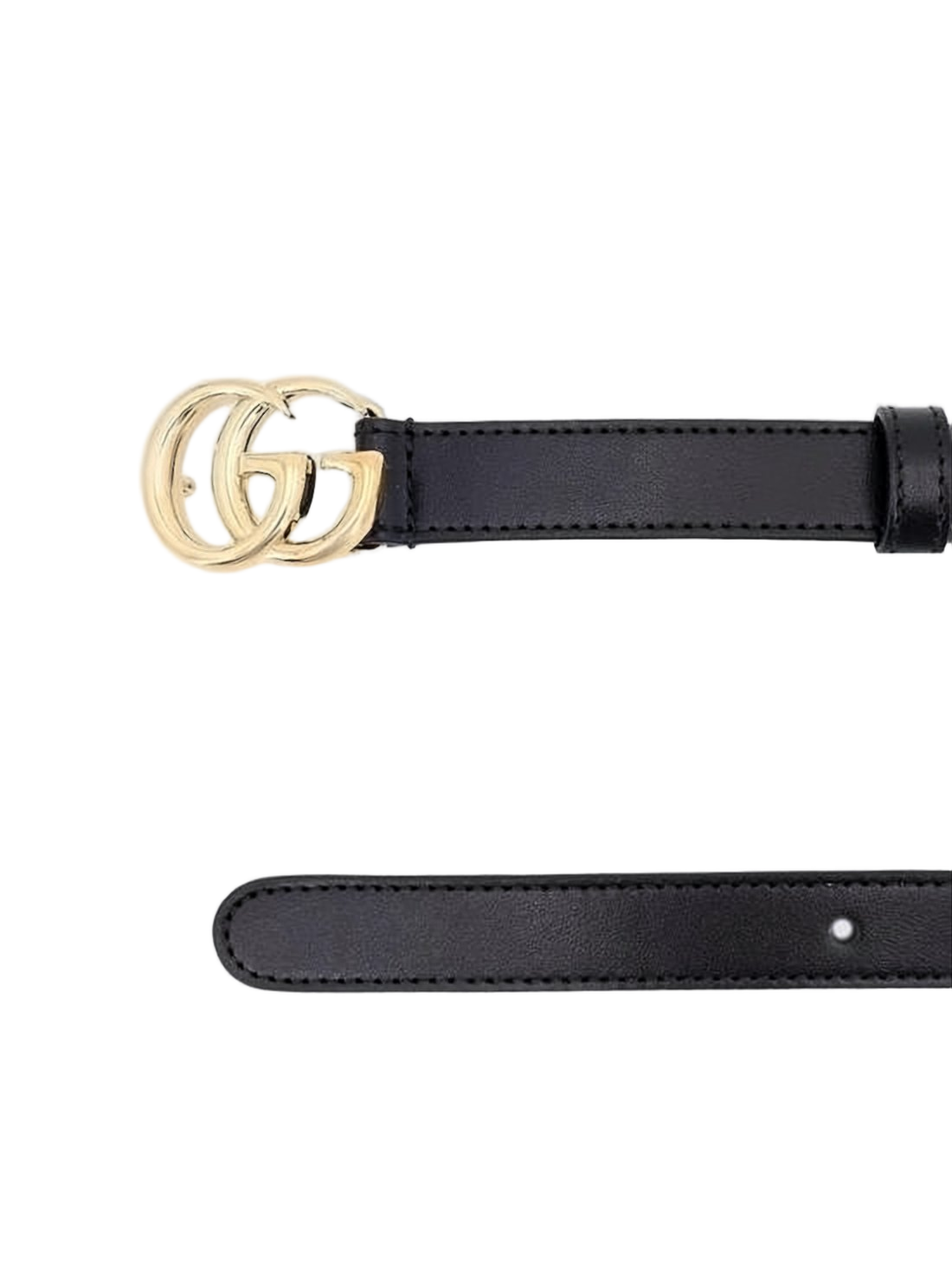 Leather Belt with Polished Double-G Buckle