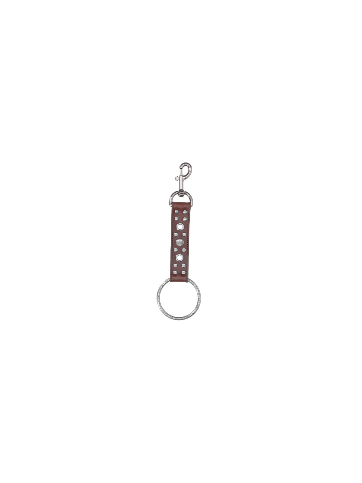 Brown Studded Leather Strap Keychain Charm