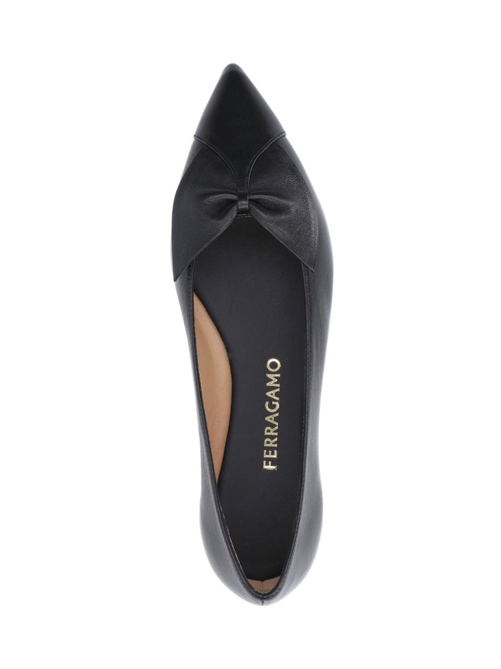 Pointed Toe Black Nappa Flats