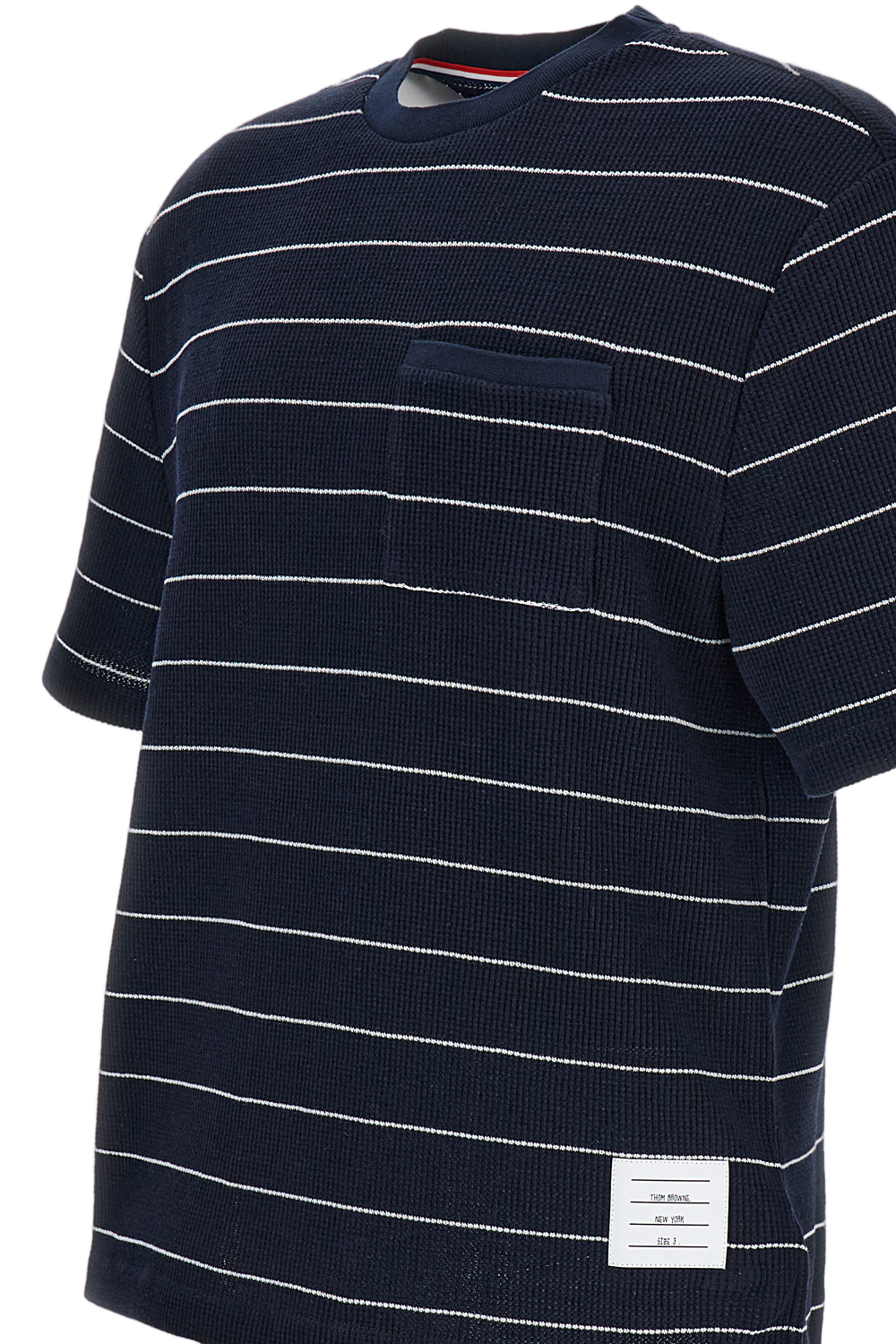 T-shirt z krótkim rękawem z waflowej tkaniny w paski