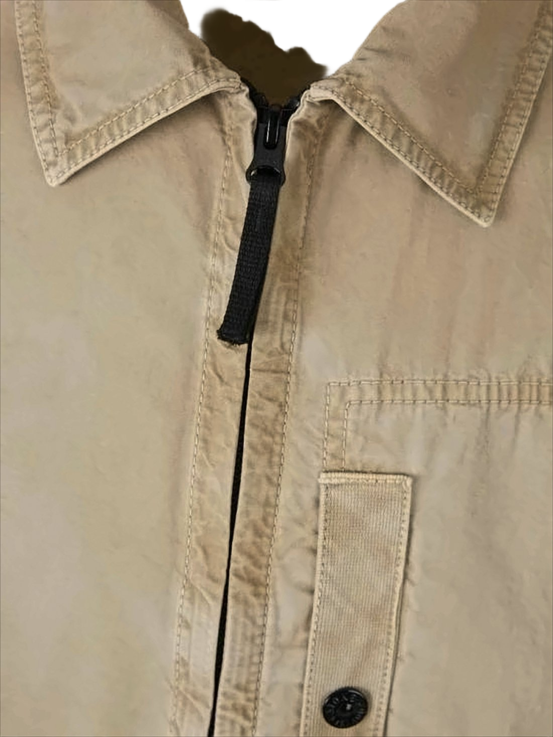 Beige Cotton Jacket with Classic Collar
