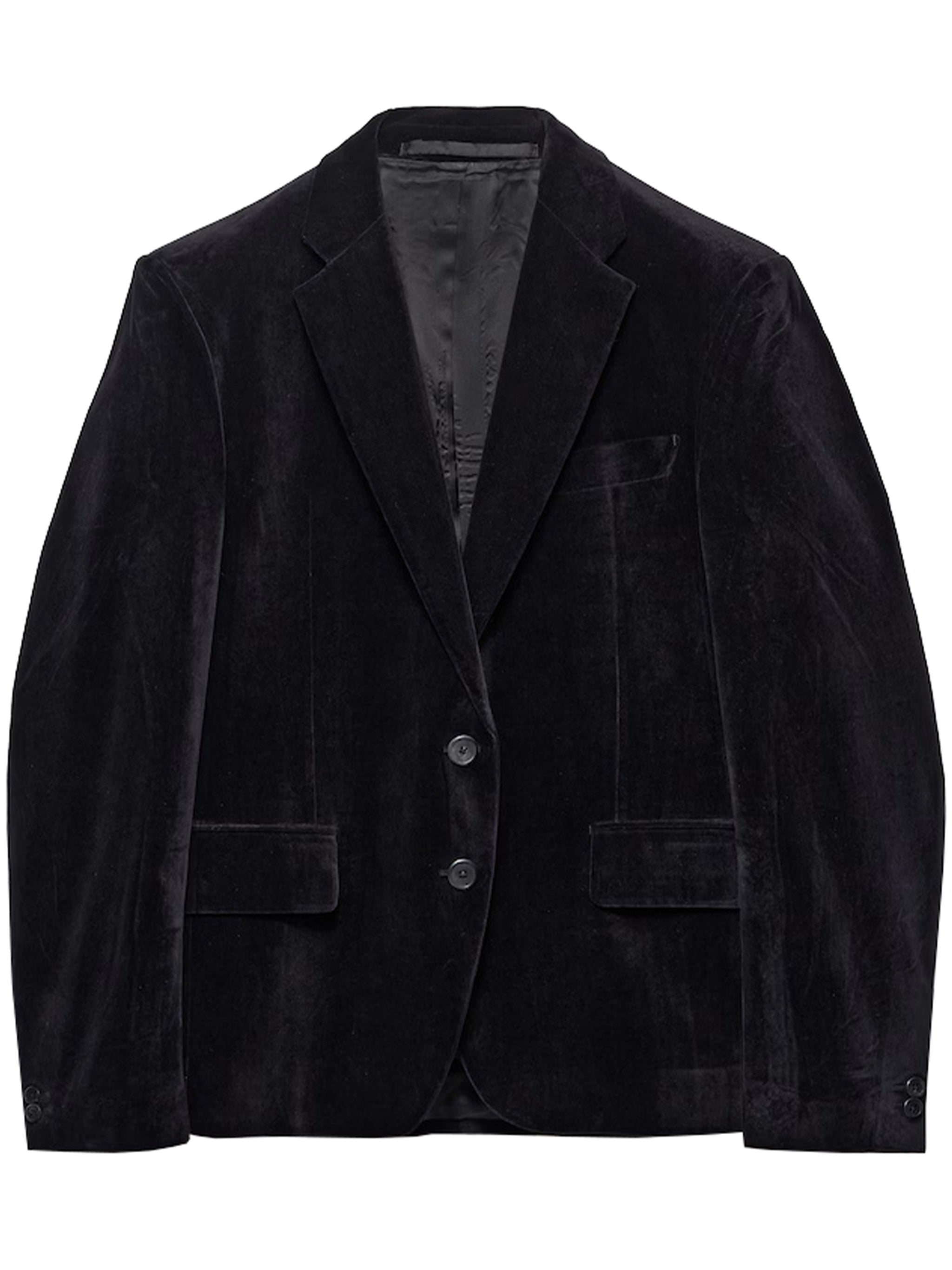 Black Velvet Notched Lapel Blazer