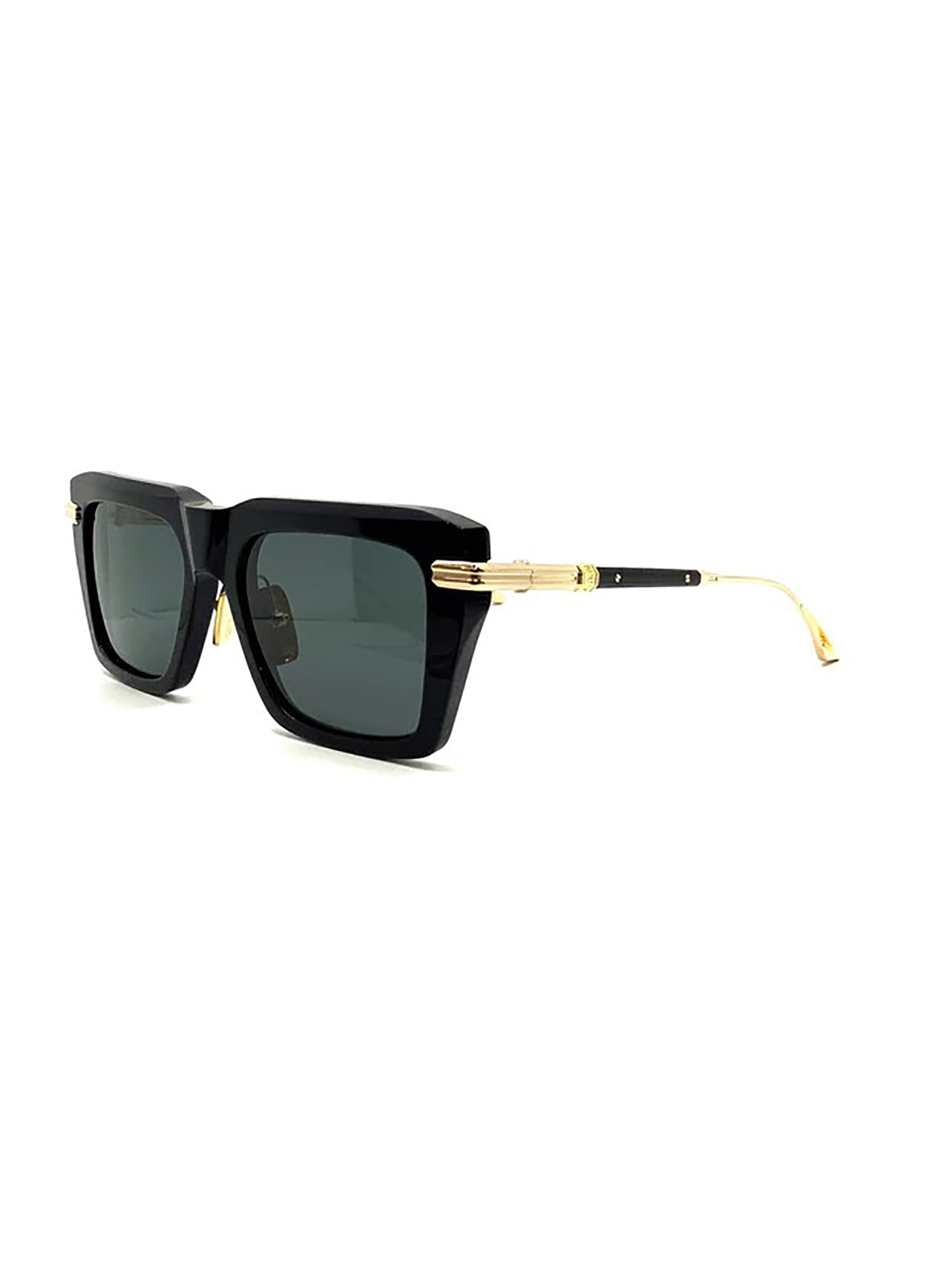 Bold Angular Black Sunglasses with Gold Detailing
