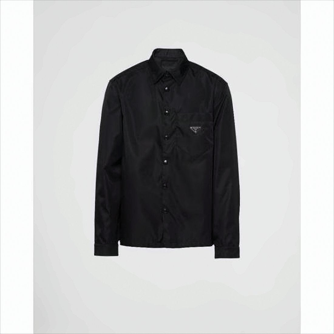 Long Sleeve Black Nylon Casual Shirt