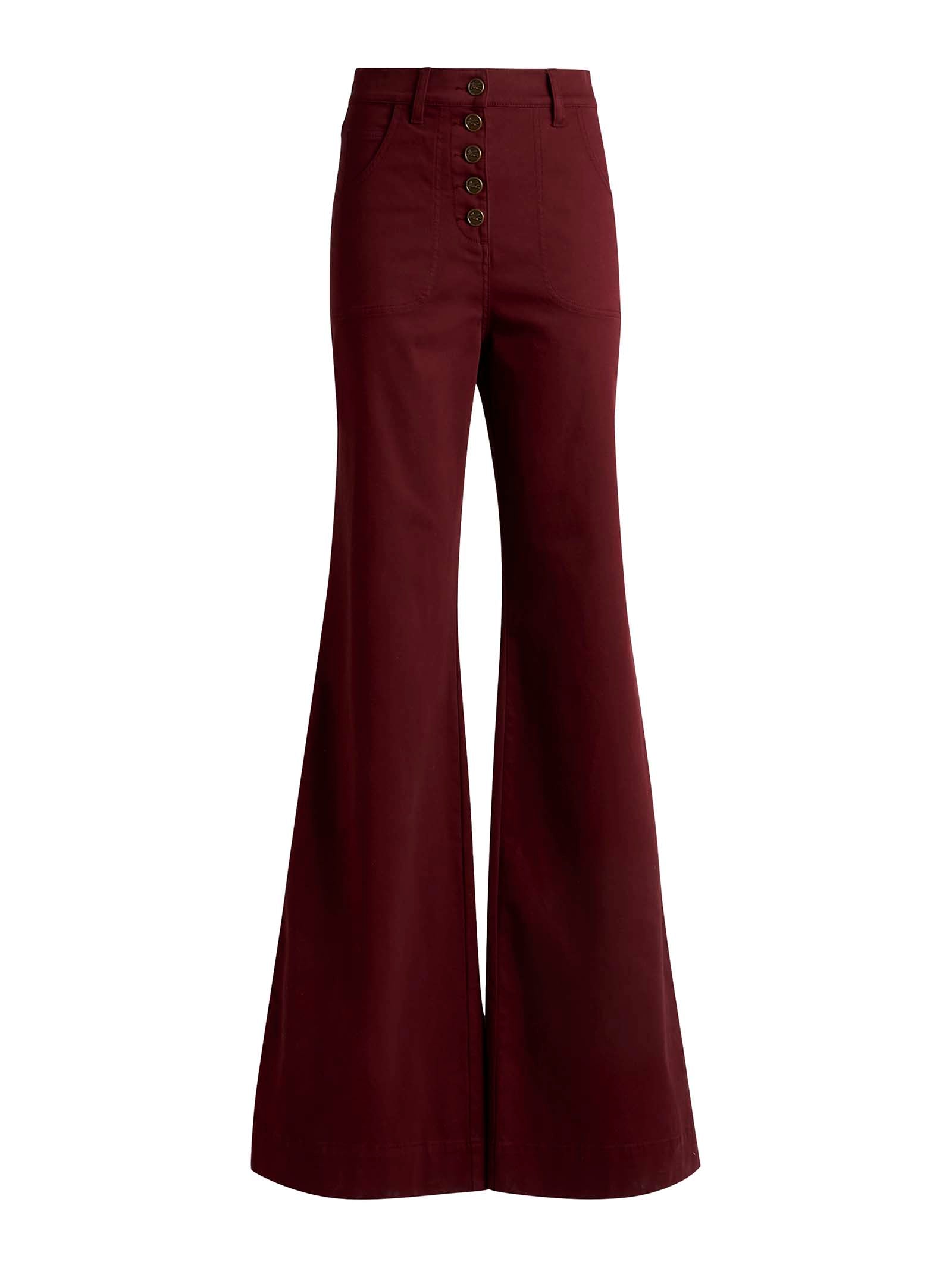 Bordeaux Flared Jeans With High Waist