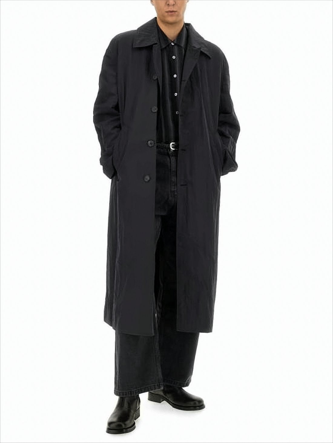 Black Long Coat with Classic Collar