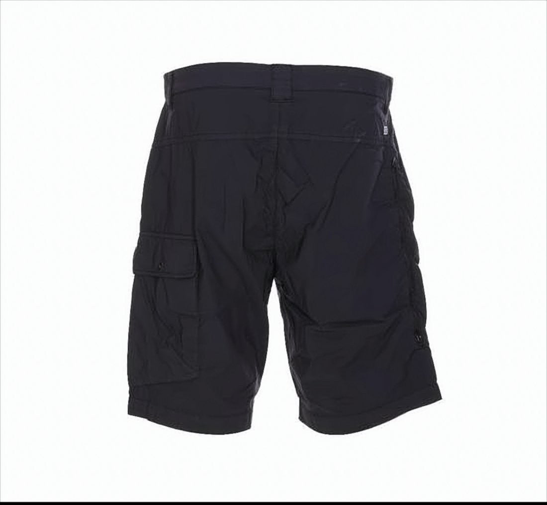 Tailored Fit Black Shorts with Unique Lens Detail