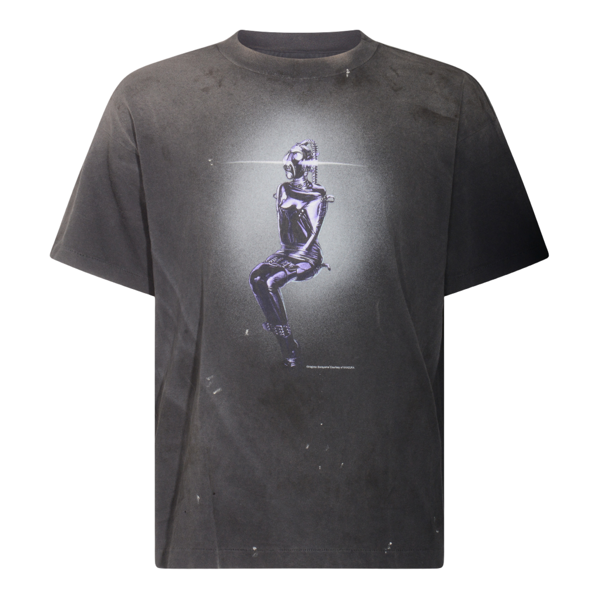 Black Short-Sleeve T-Shirt with Futuristic Graphic Design
