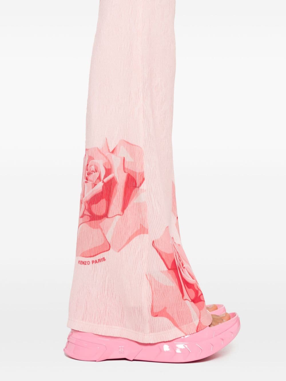 Flared Rose Print Trousers