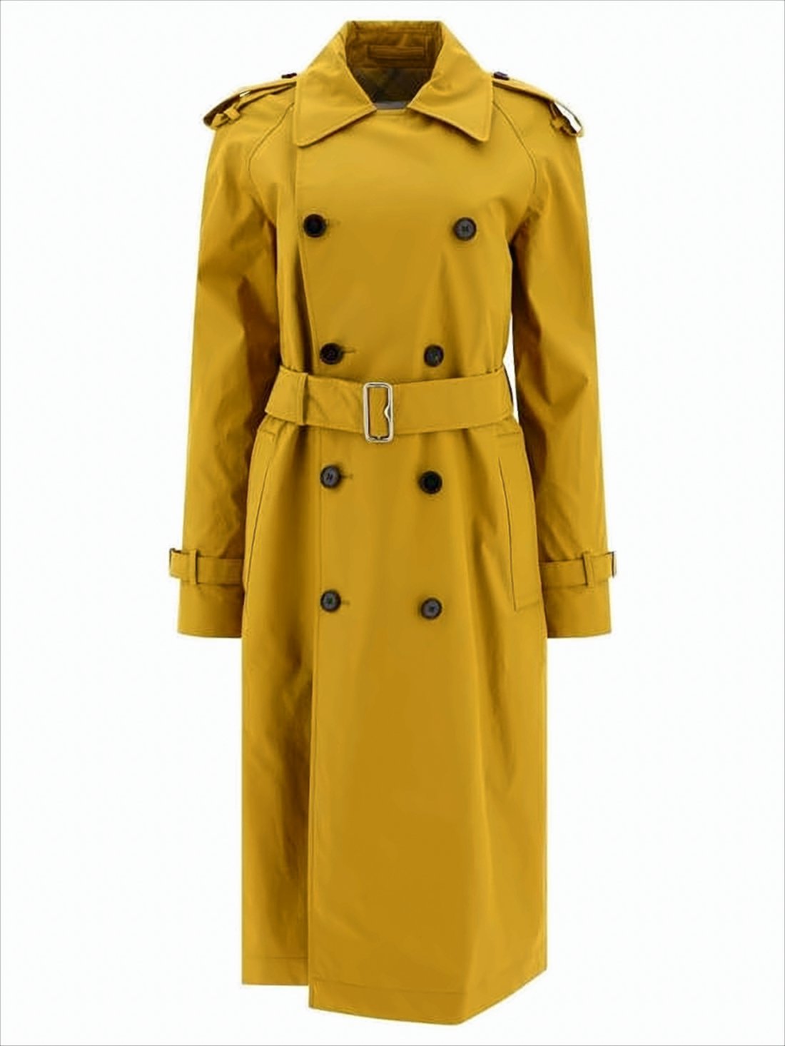 Classic Double-Breasted Trench Coat with Belted Waist