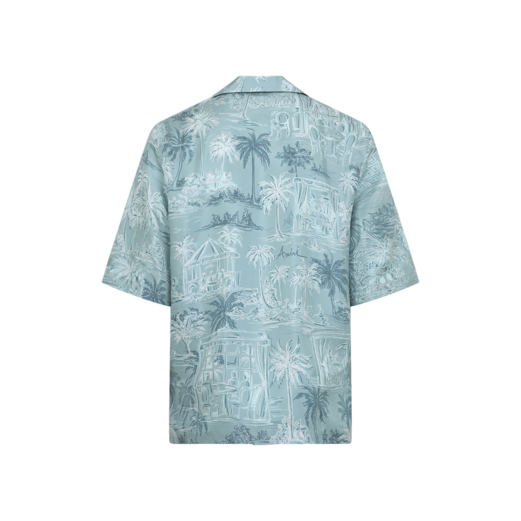 Short-Sleeve Silk Shirt With Tropical Print