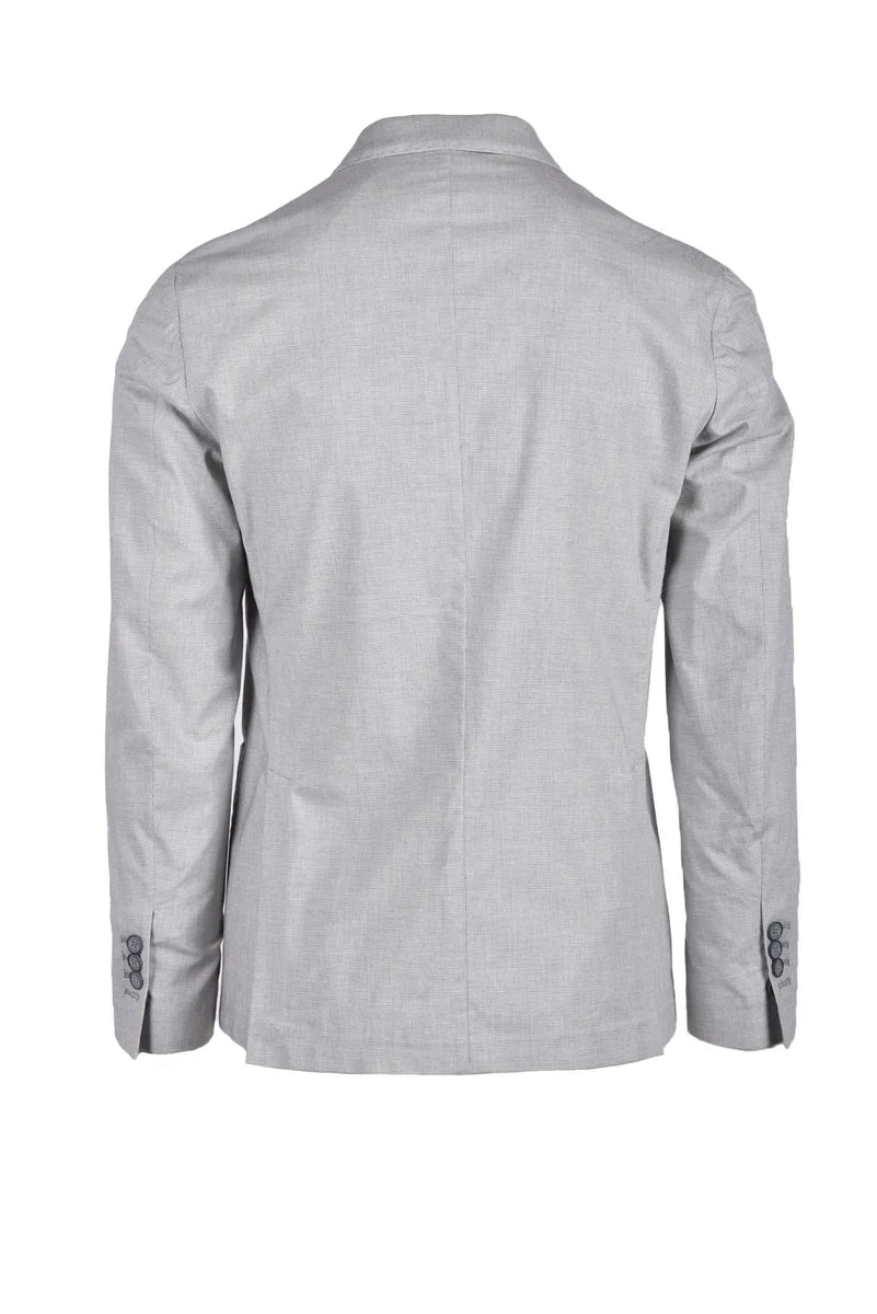Grey Tailored Jacket with Double-Breasted Front
