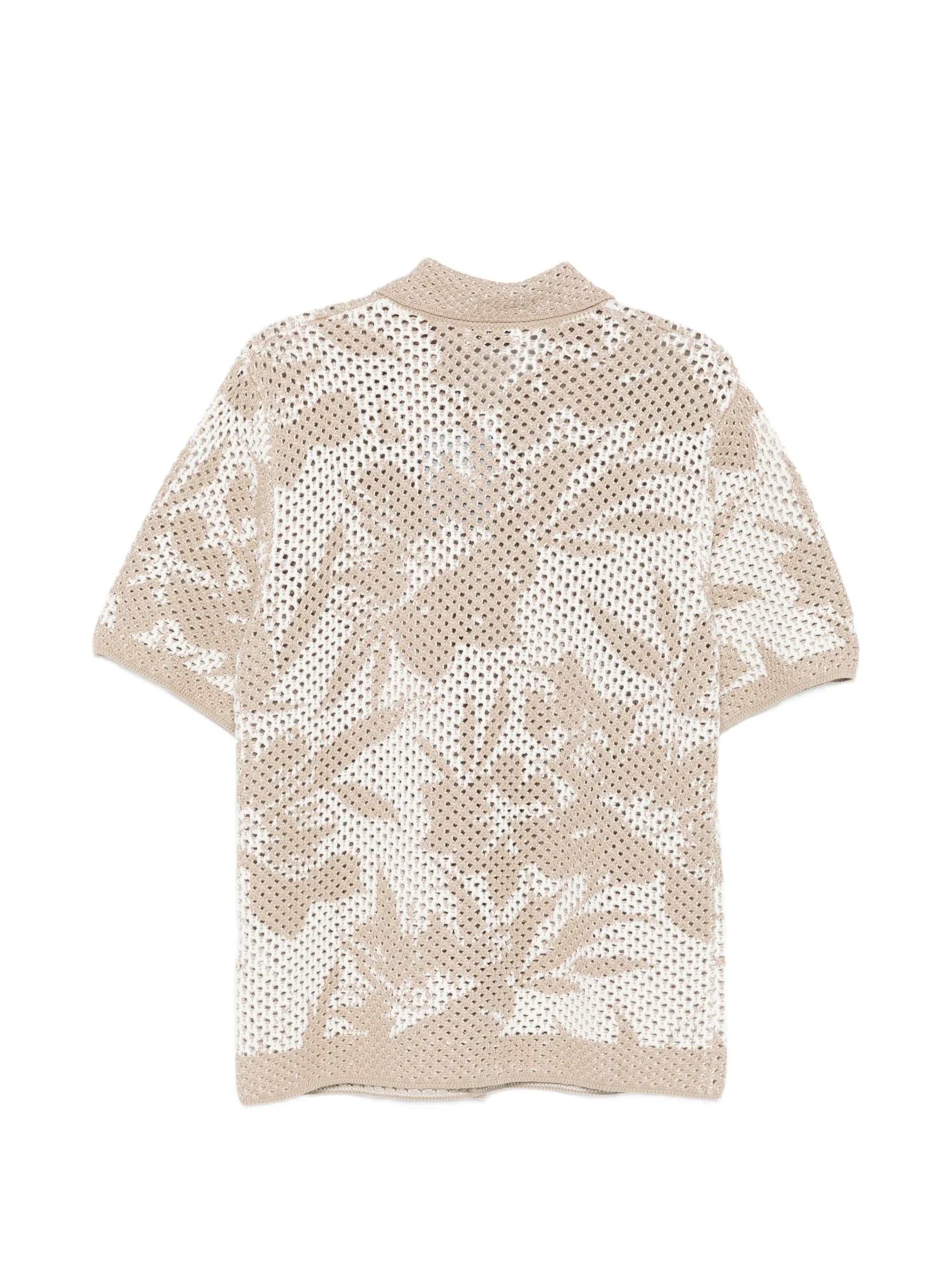 Neutral Perforated Knit Leaf Shirt