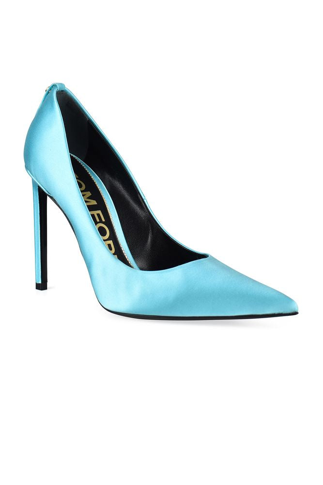 Blue Satin Pumps With Pointed Toe