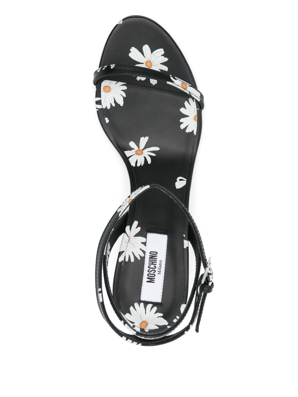 Floral Print Black Sandals