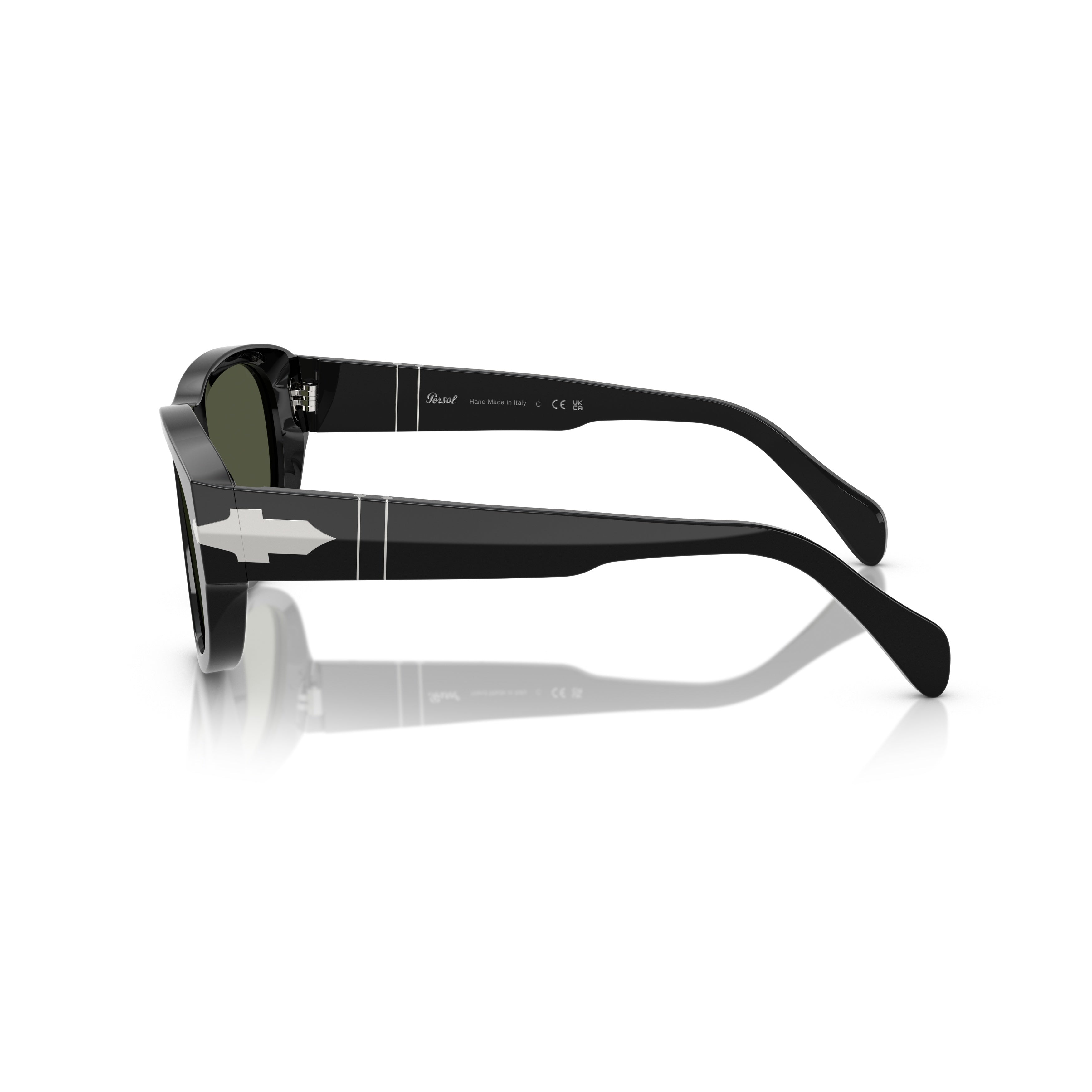0po0050s Angular Black Acetate Sunglasses with Silver Arrow Detail