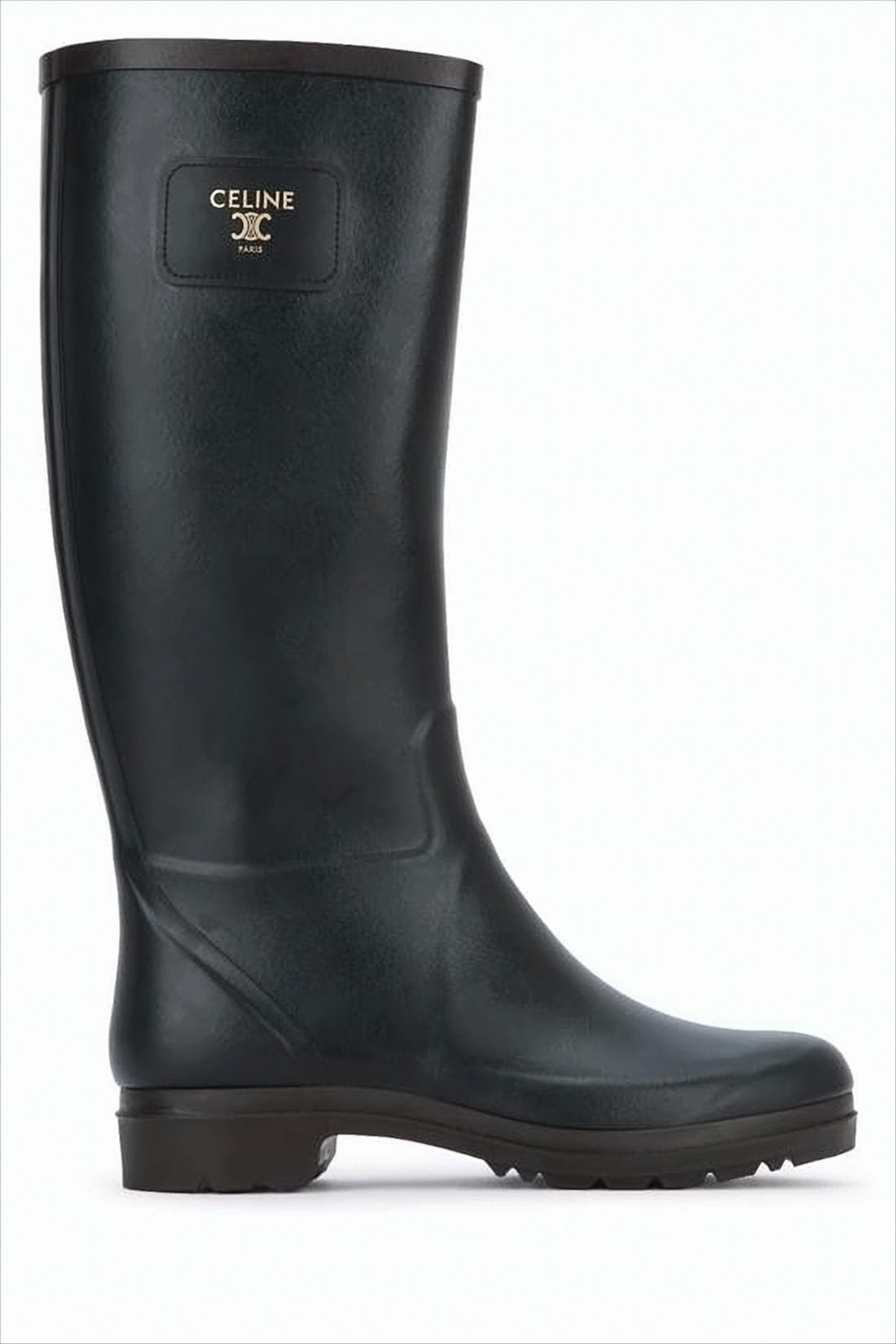 Mid-Calf Matte Rubber Boots With Logo Patch