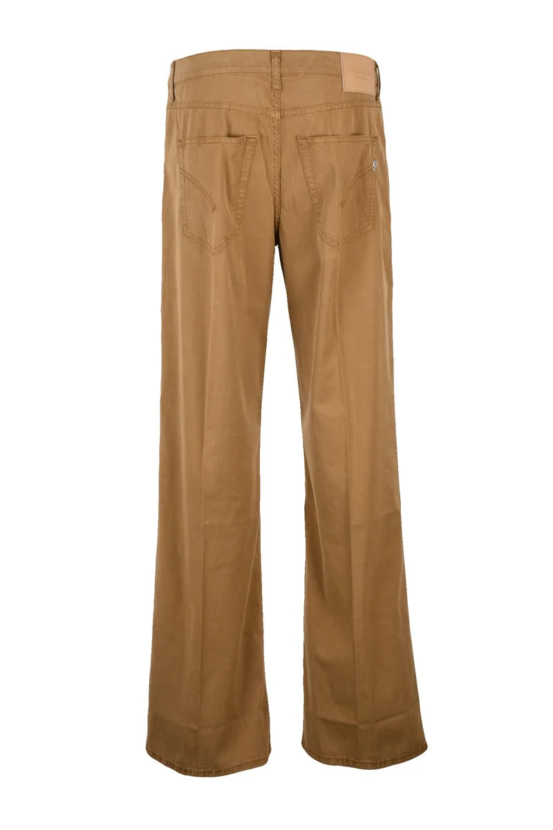 Lyocell Cotton Elastane Wide Leg Trousers - Brown