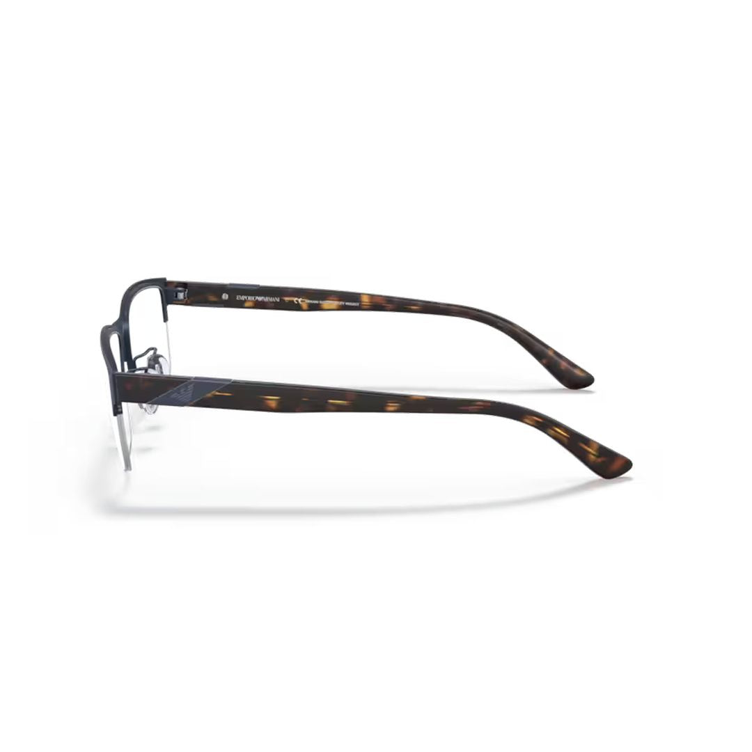1129 Vista Rectangular Matte Metal Frame Eyeglasses with Tortoiseshell Temples