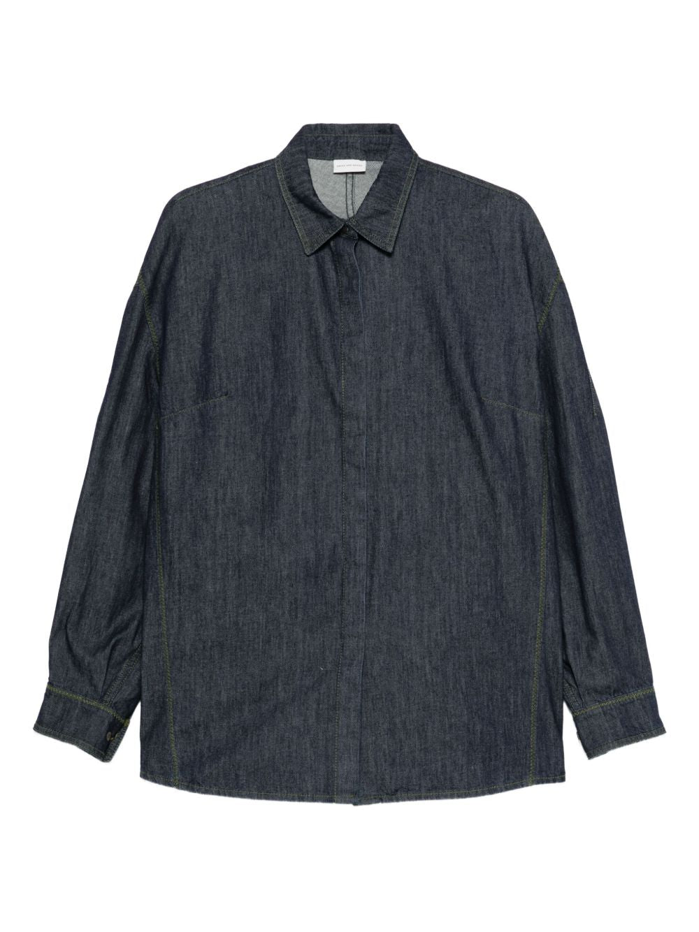 Denim Long-Sleeved Shirt With Classic Collar