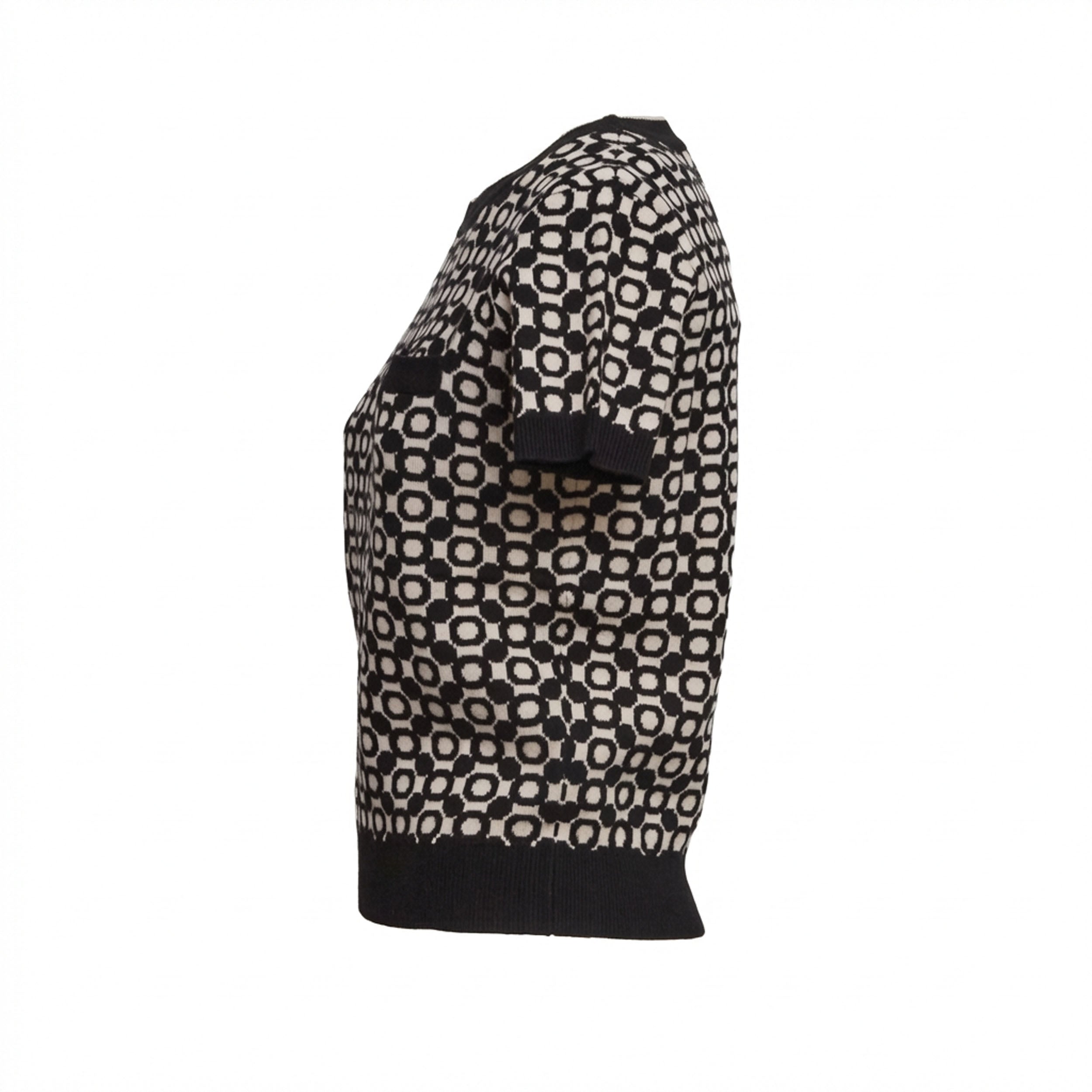 Geometric Print Crewneck Knit Top